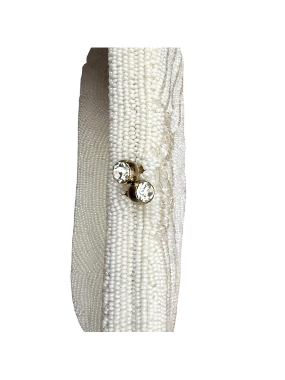Vintage White Beaded Evening Clutch Purse Made in Japan Bridal Wedding Formal Ha - Picture 4 of 8